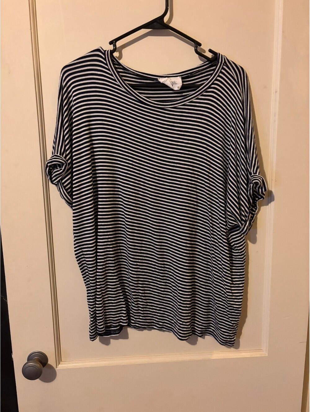 Luxe Black and White Striped Short Sleeve Top